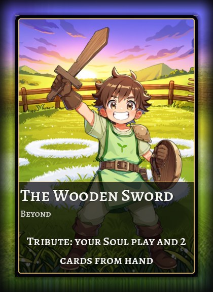 The Wooden Sword, a Beyond card, with its printed tribute